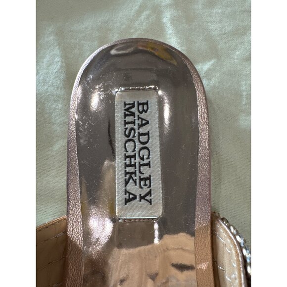 Badgley Mischka Rose Gold Rhinestone Embellished Sandals Womens Size 8 Leather U - Picture 5 of 8
